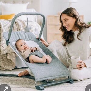 Gray Baby Bouncer with Toy Bar